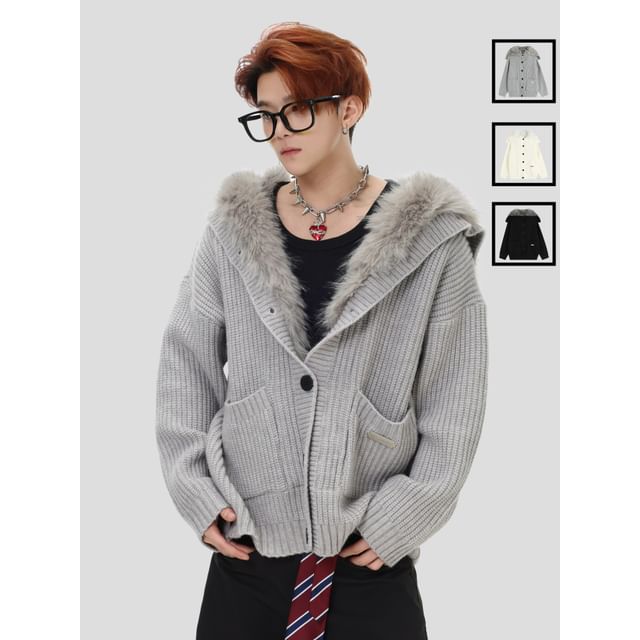 Unisex Furry-Lined Overfit Knit Cardigan