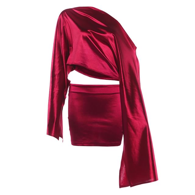 Off Shoulder Crop Top and Mini Skirt Set