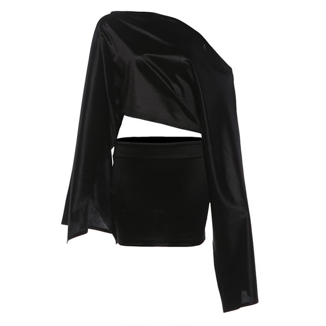 Off Shoulder Crop Top and Mini Skirt Set