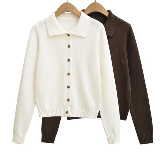 Collared Plain Cardigan
