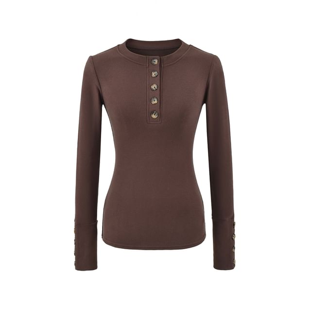 Henley Long-Sleeve Solid Top