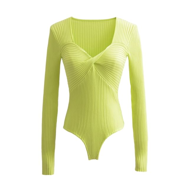Sweetheart Neck Ribbed Knit Bodysuit