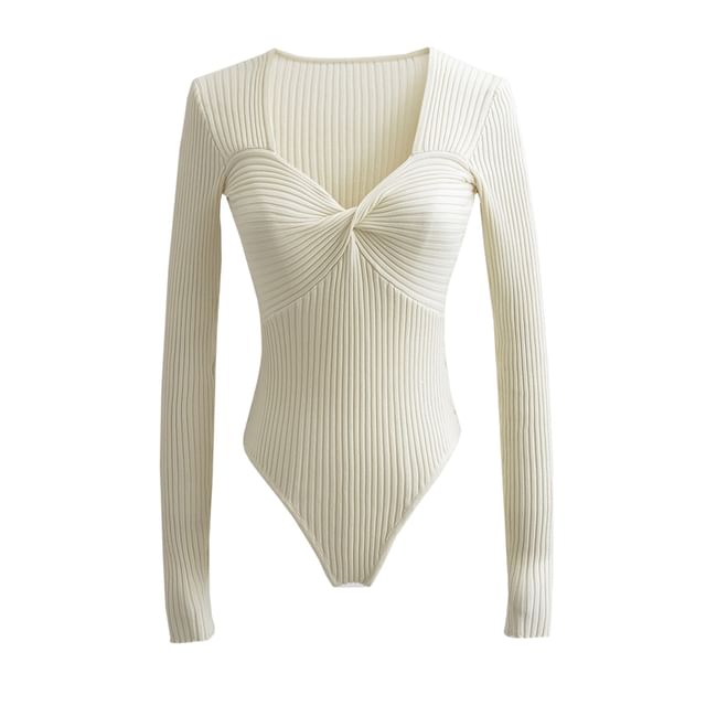 Sweetheart Neck Ribbed Knit Bodysuit