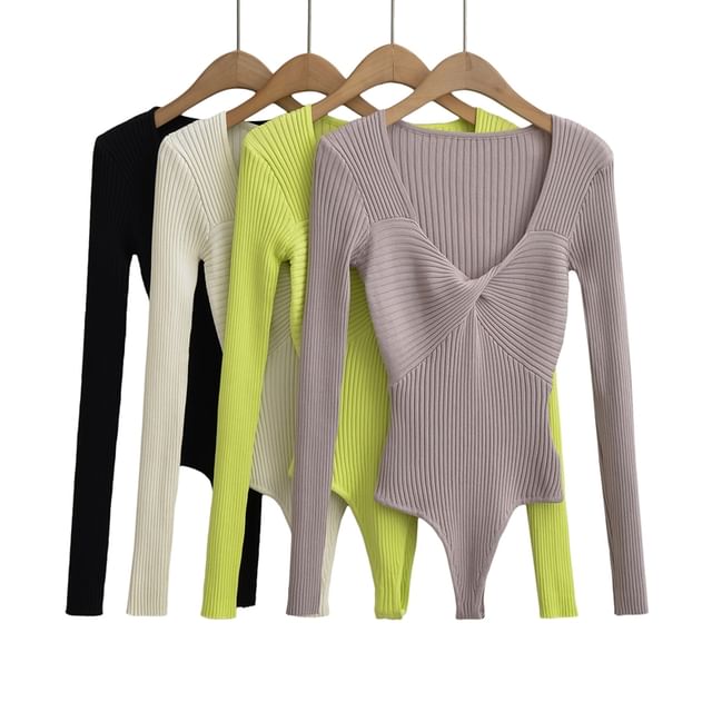 Sweetheart Neck Ribbed Knit Bodysuit