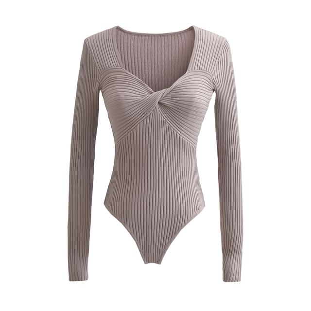 Sweetheart Neck Ribbed Knit Bodysuit