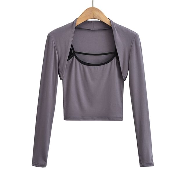 Contrast Trim Camisole with Bolero Set