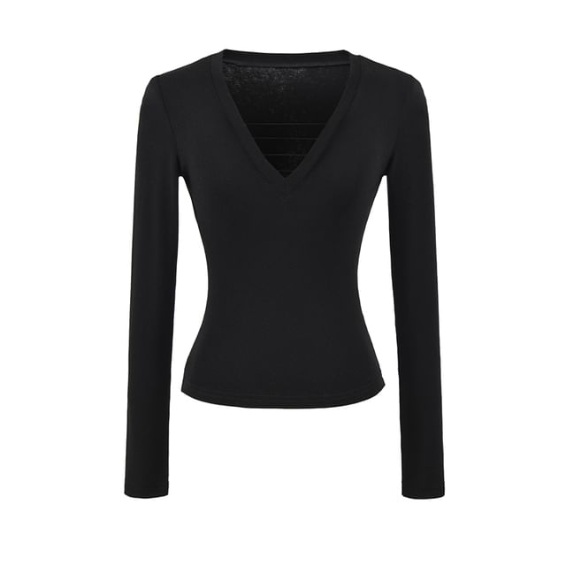 Strap Detail V-Neck Long-Sleeve Tee