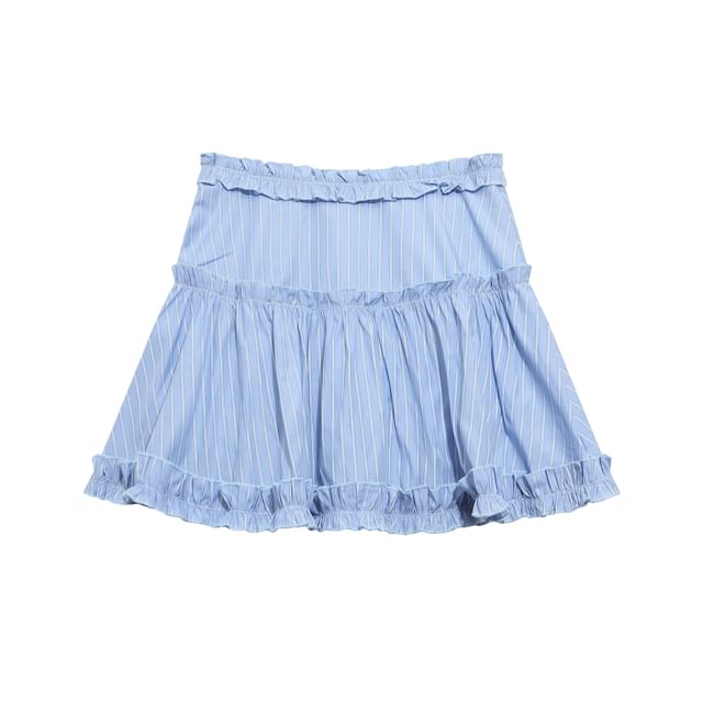 Pinstriped Mini A-Line Skirt High Waist