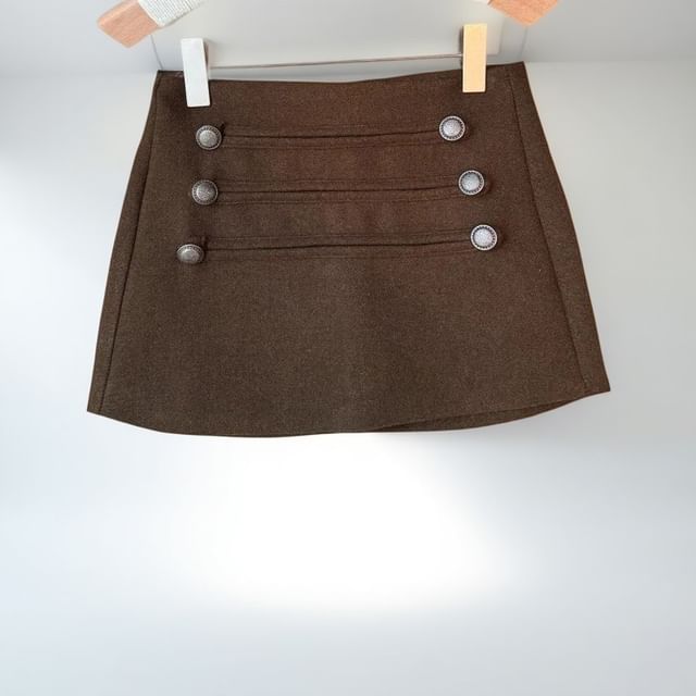 Double Breasted Mini Pencil Skirt High Waist