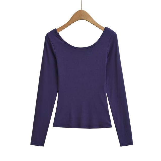 Scoop Neck Long-Sleeve Basic Tee
