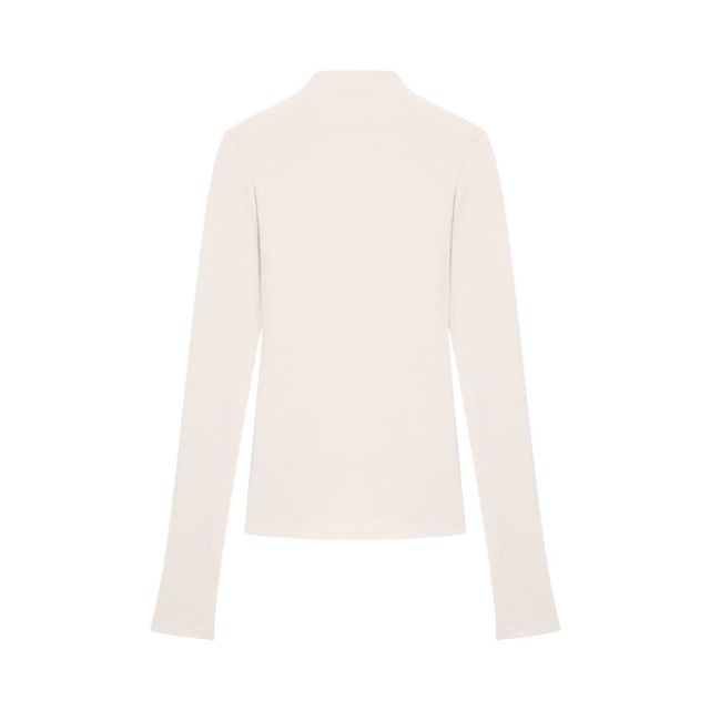 Mock-Neck Slim-Fit Long-Sleeve Solid Tee