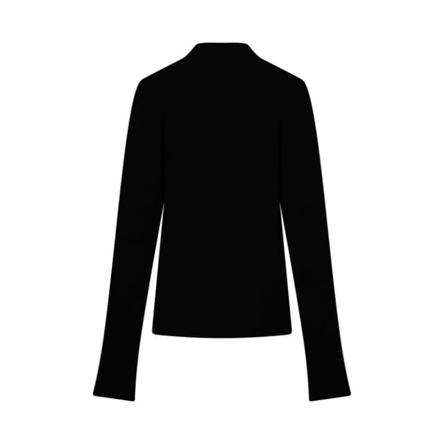 Mock-Neck Slim-Fit Long-Sleeve Solid Tee