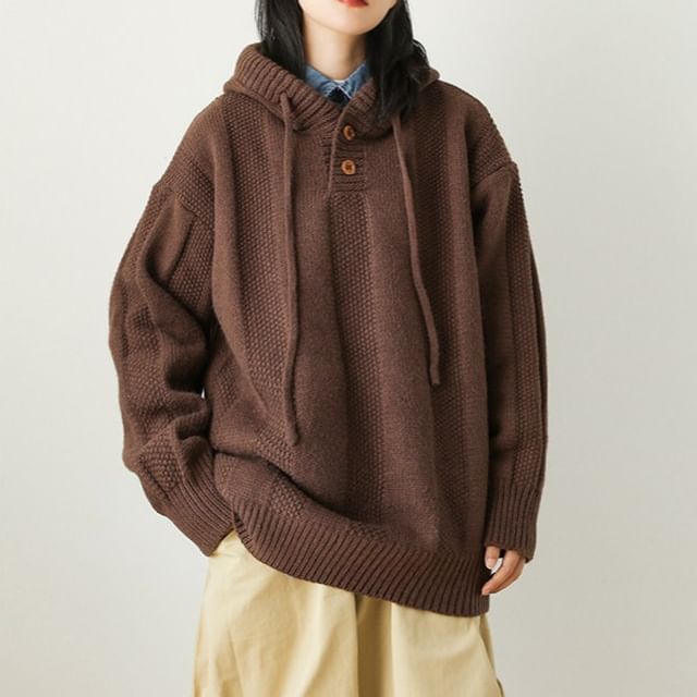 Drop Shoulder Hooded Solid Pullover