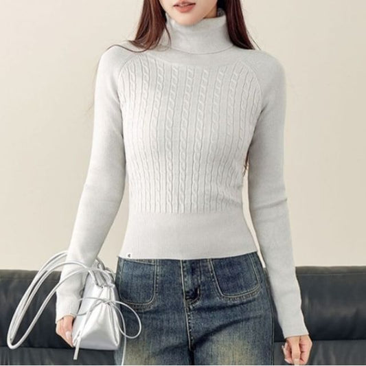 Cable-Knit Turtleneck Sweater