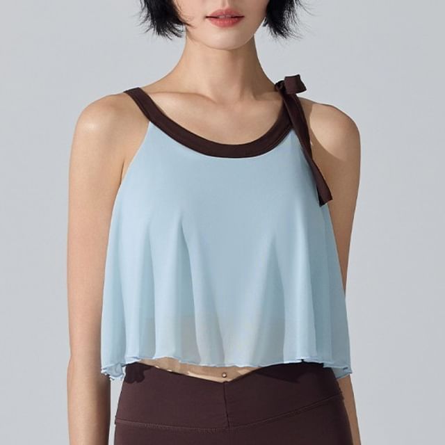 Mesh Halter Neck Crop Sports Top