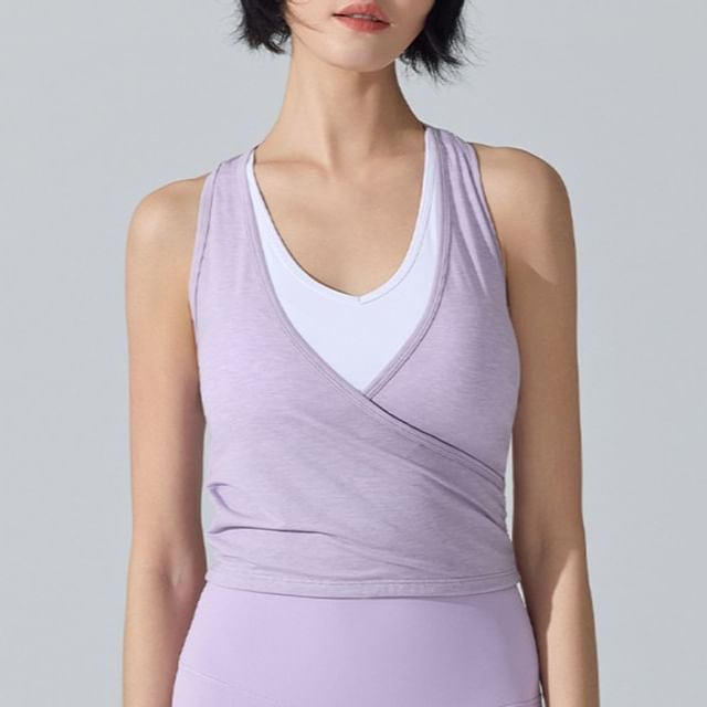 Two-Tone Racerback Crop Tank Mock Neck