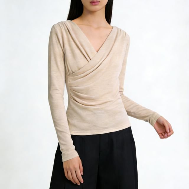V-Neck Wrap Tee Long Sleeve