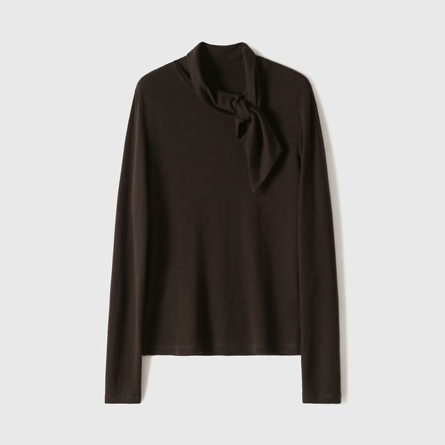 Tie-Neck Tee with Long Sleeves