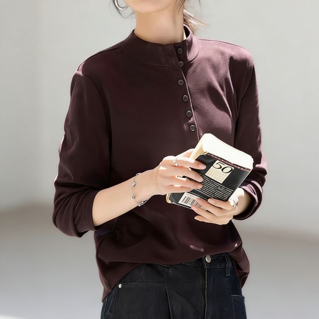 Stand Collar Half-Button Tee