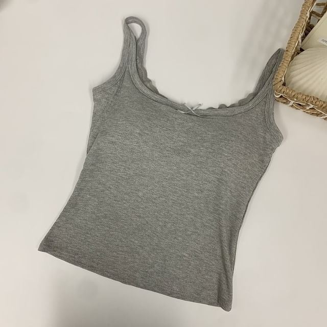 Padded Crop Camisole with Lace Trim