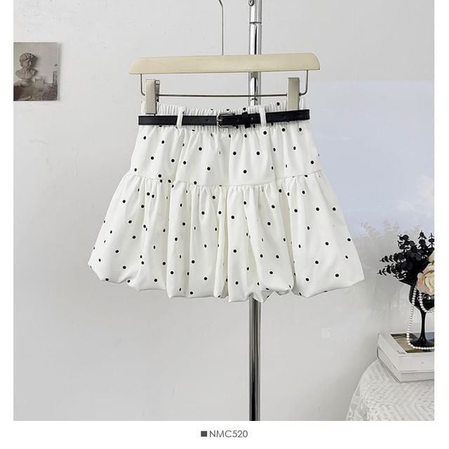 Elastic Waist Polka Dot Mini A-Line Skirt
