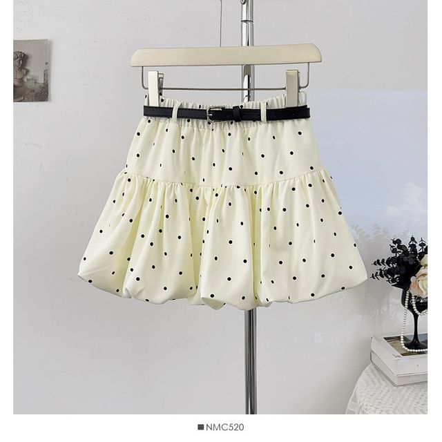 Elastic Waist Polka Dot Mini A-Line Skirt