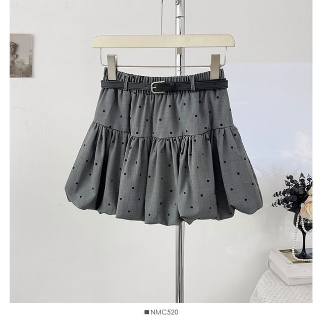 Elastic Waist Polka Dot Mini A-Line Skirt
