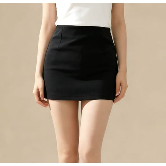 High Waist Plain Mini Pencil Skirt