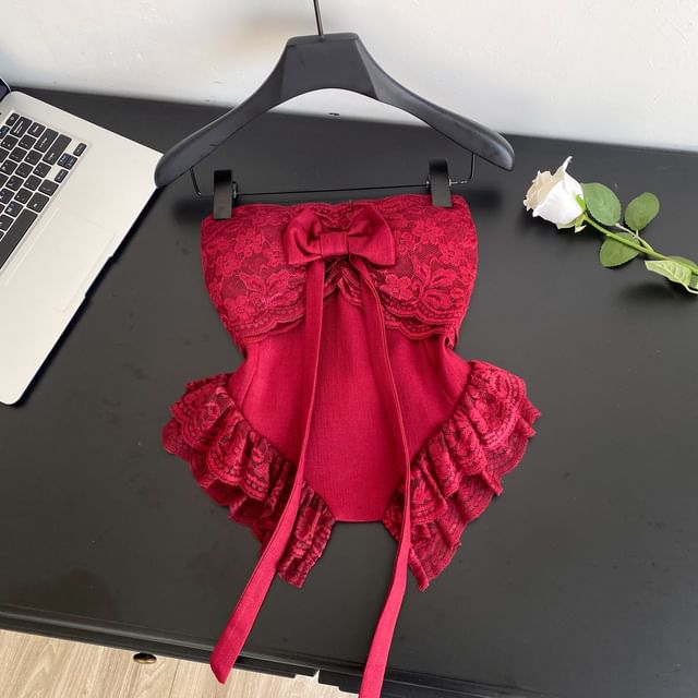 Ruffled Lace Corset Top