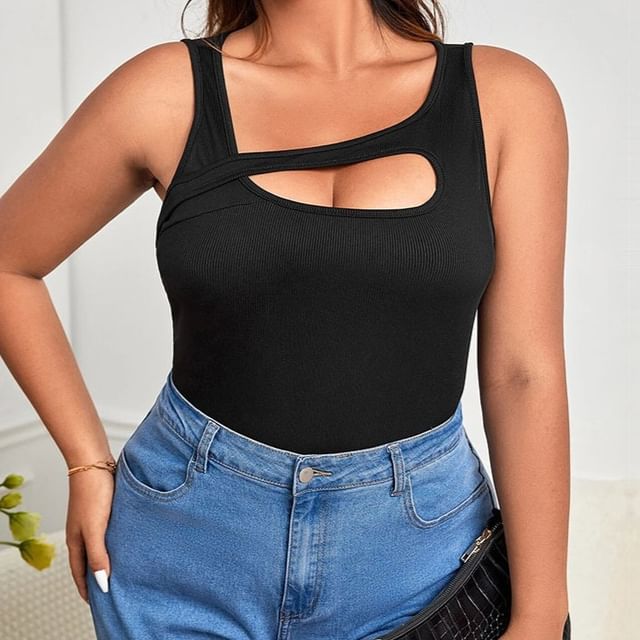 Asymmetrical Cutout Ribbed Tank