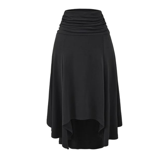 Low Rise Plain Asymmetrical Ruched A-Line Skirt