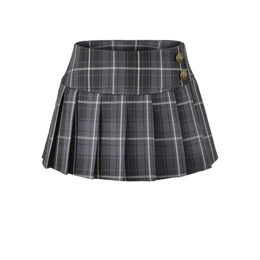 Low Rise Paid Pleated Mini A-Line Skirt