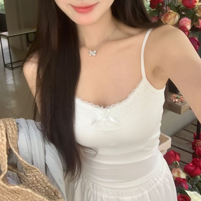 Lace-Trimmed V-Neck Camisole