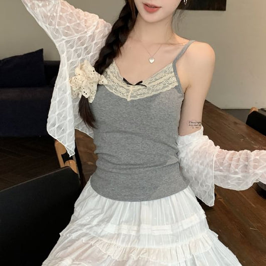 V-Neck Lace Trim Camisole Top