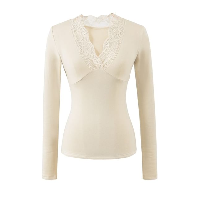 V-Neck Lace Panel Top