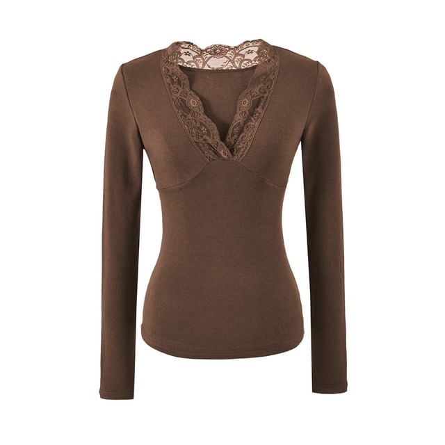 V-Neck Lace Panel Top