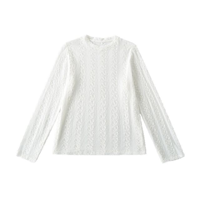 Crew Neck Lace Long Sleeve Top