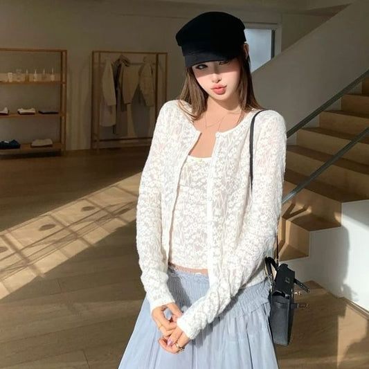 Lace Cardigan and Camisole Set