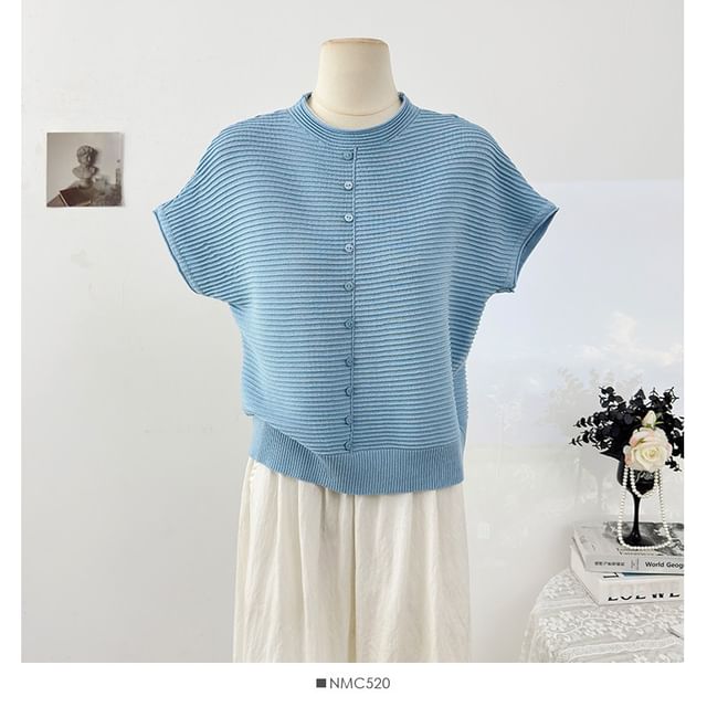 Crew Neck Ruched Knit Tee
