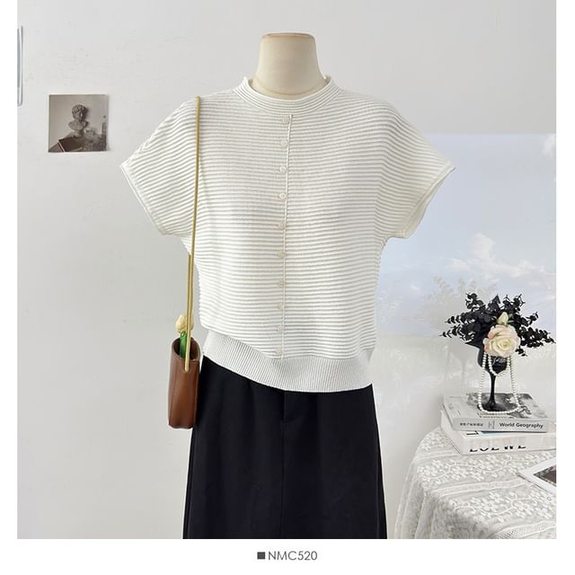 Crew Neck Ruched Knit Tee