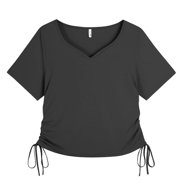 V-Neck Side Drawstring Tee