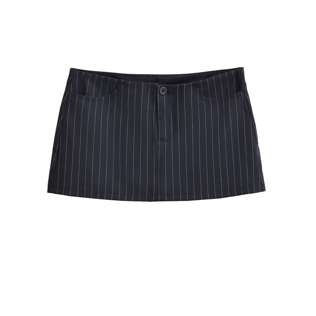 Pinstriped Mini Pencil Skirt - Low Rise