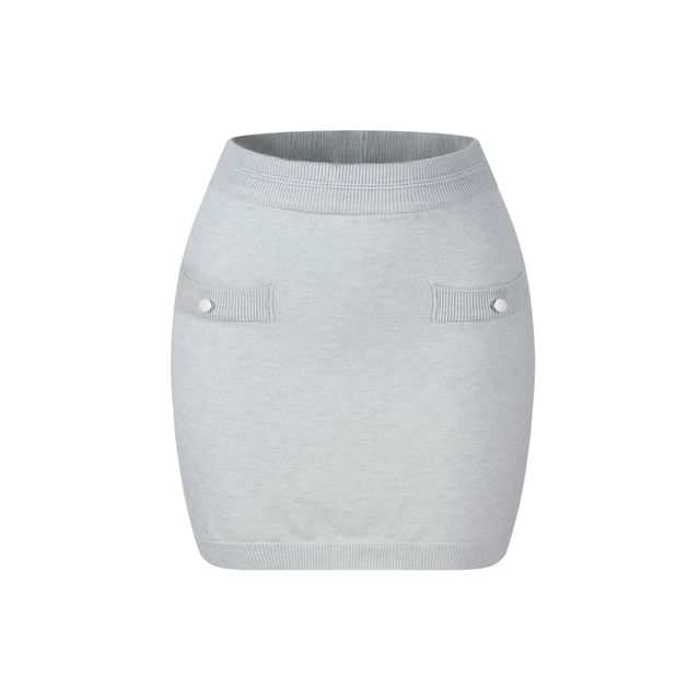 Two-Tone Button-Up Cardigan & Mini Pencil Skirt Set