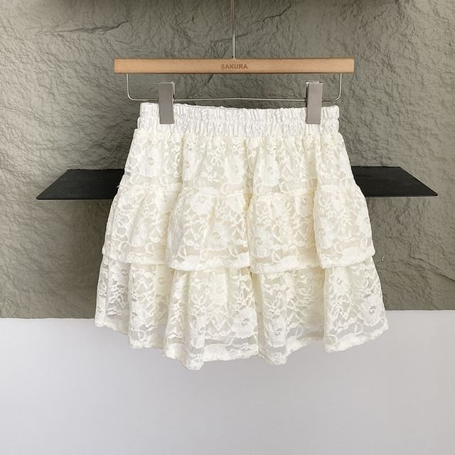 Lace Mini A-Line High-Waisted Skirt