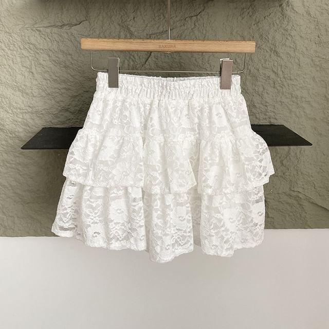 Lace Mini A-Line High-Waisted Skirt