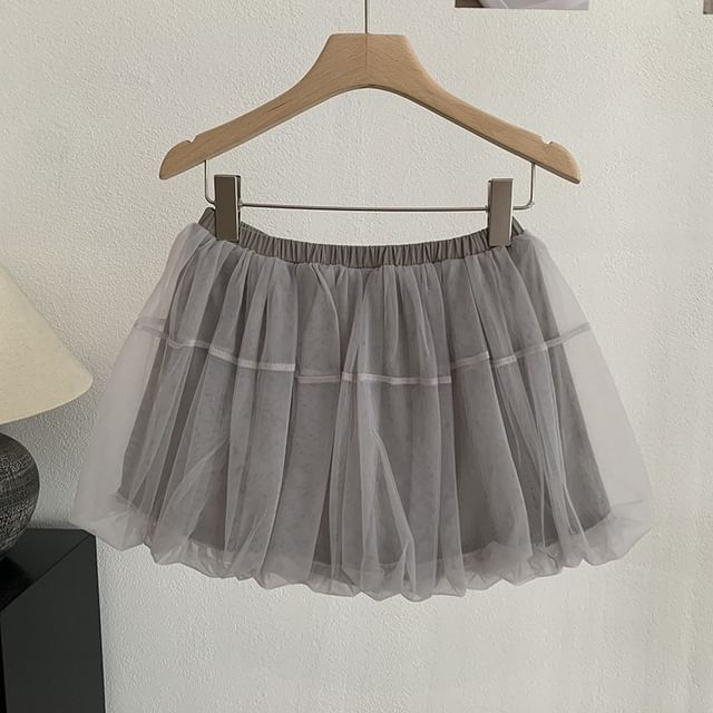Sheer Mini A-Line Skirt - Mid Rise Plain