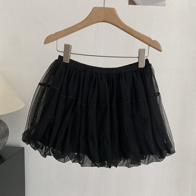 Sheer Mini A-Line Skirt - Mid Rise Plain