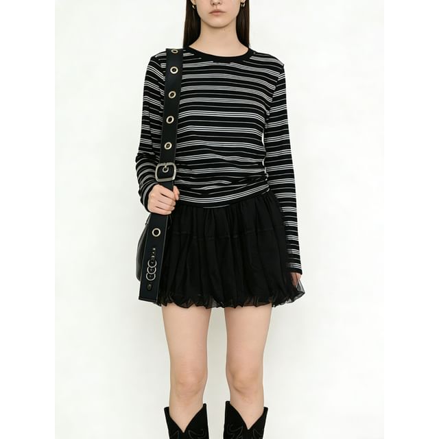 Sheer Mini A-Line Skirt - Mid Rise Plain
