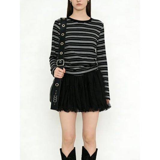 Sheer Mini A-Line Skirt - Mid Rise Plain