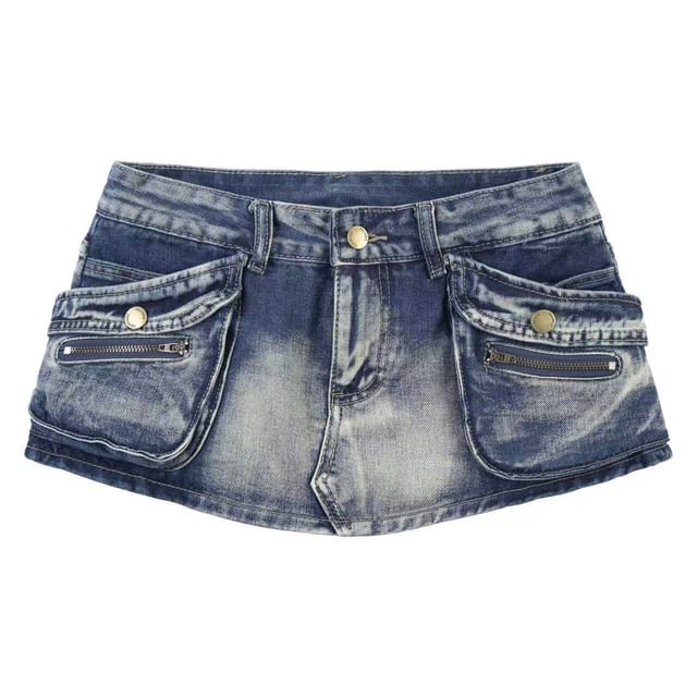 Denim Low Rise Mini Skirt